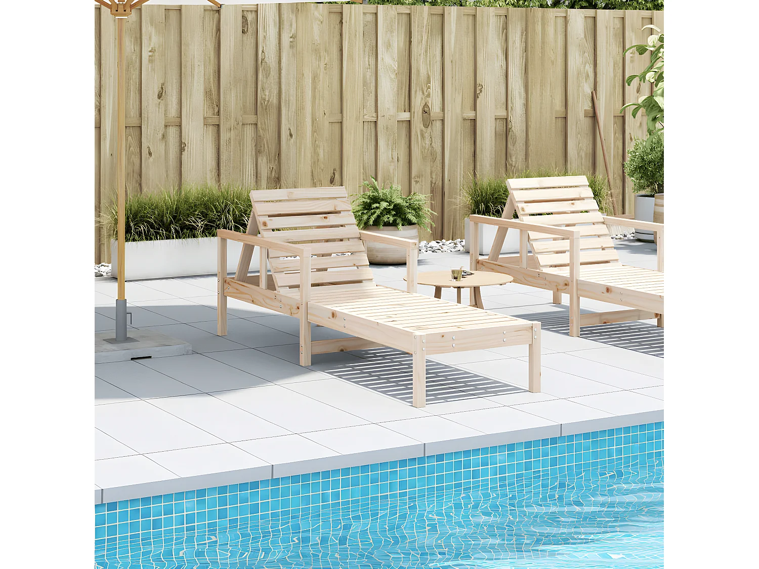 Bain de soleil 199,5x62x55 cm bois massif de pin FR58895