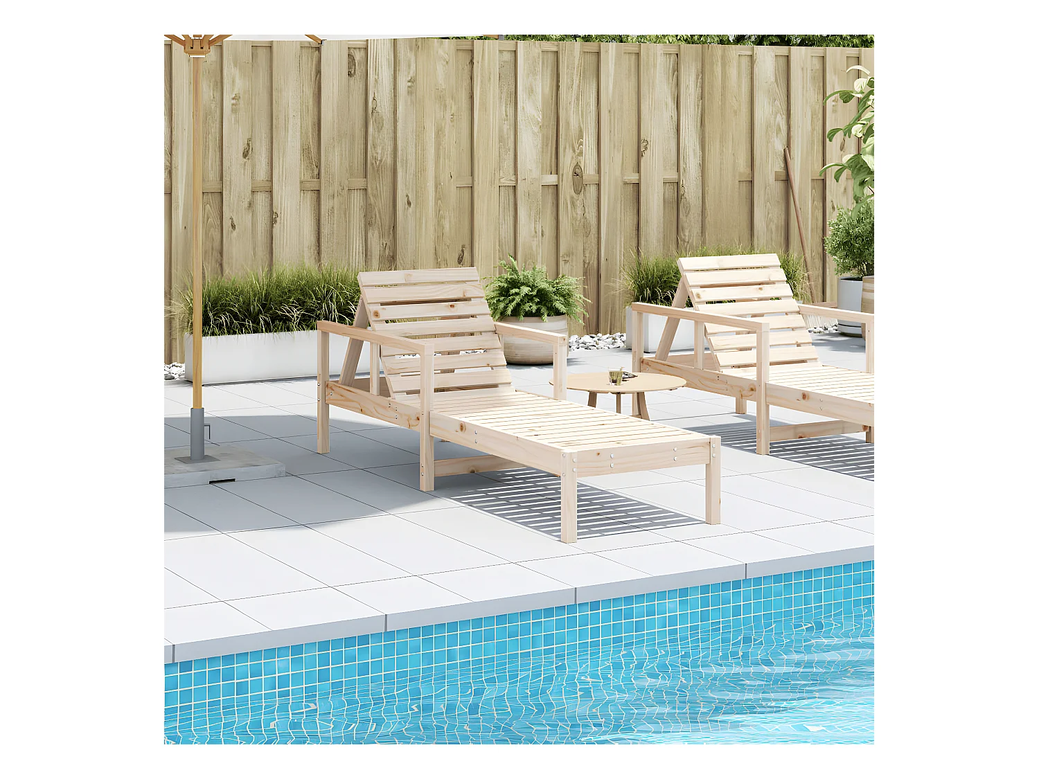 Bain de soleil 199,5x62x55 cm bois massif de pin FR58895