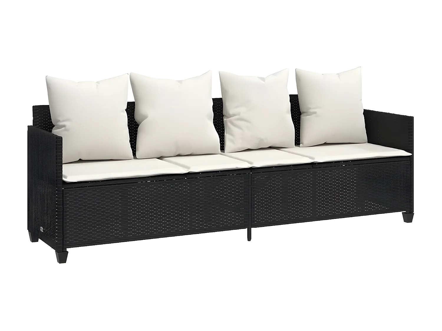 Bain de soleil avec coussins noir résine tressée FR99042