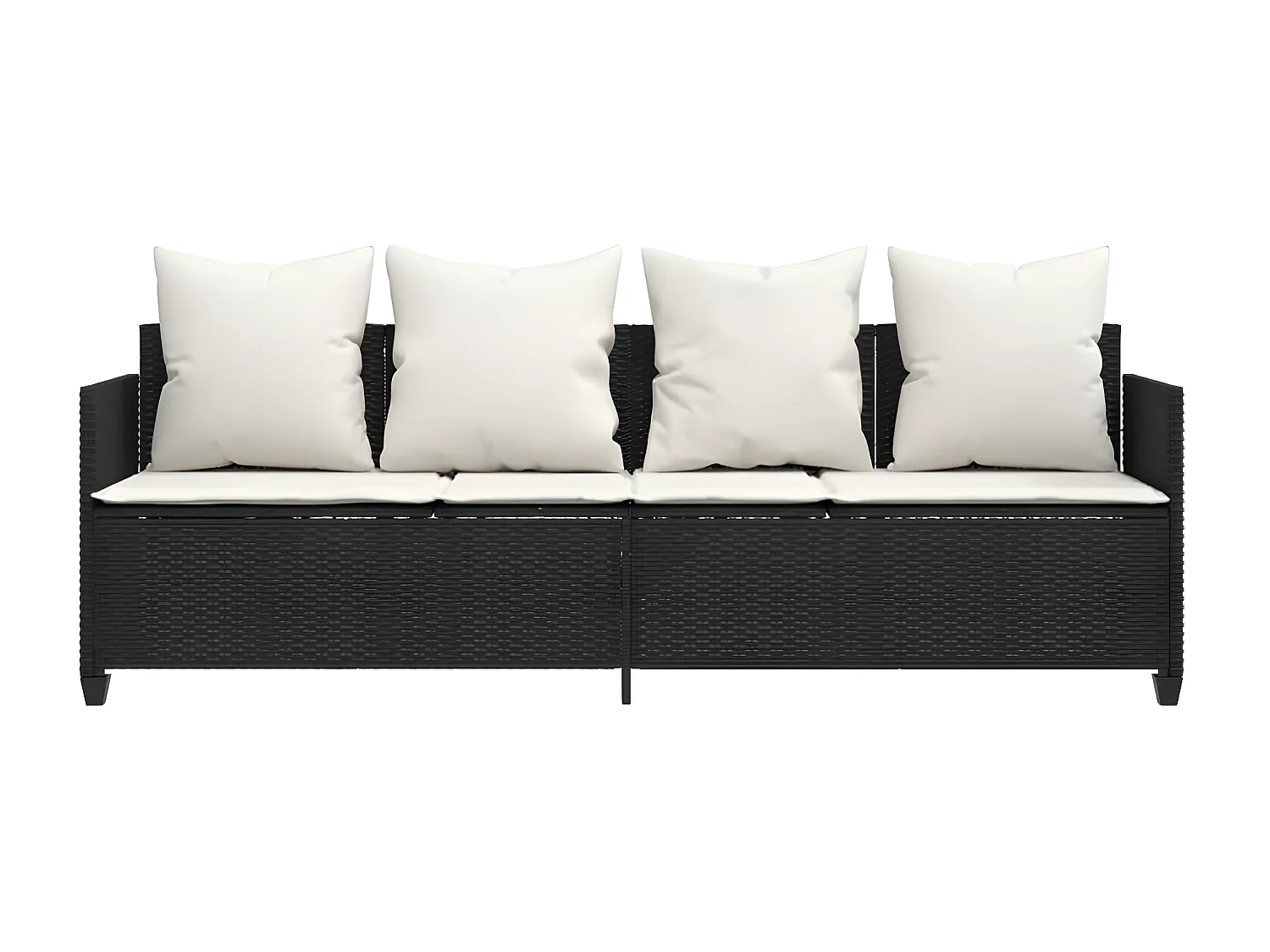 Bain de soleil avec coussins noir résine tressée FR99042