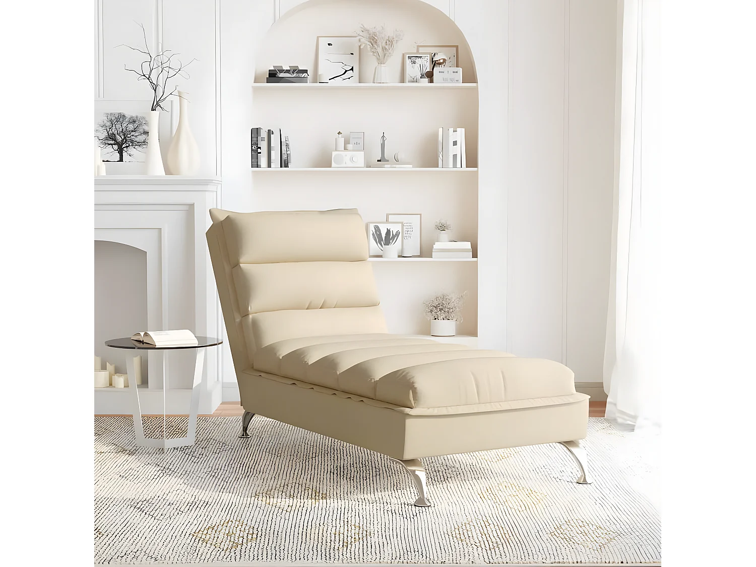 Bain de soleil avec coussins crème tissu FR61244