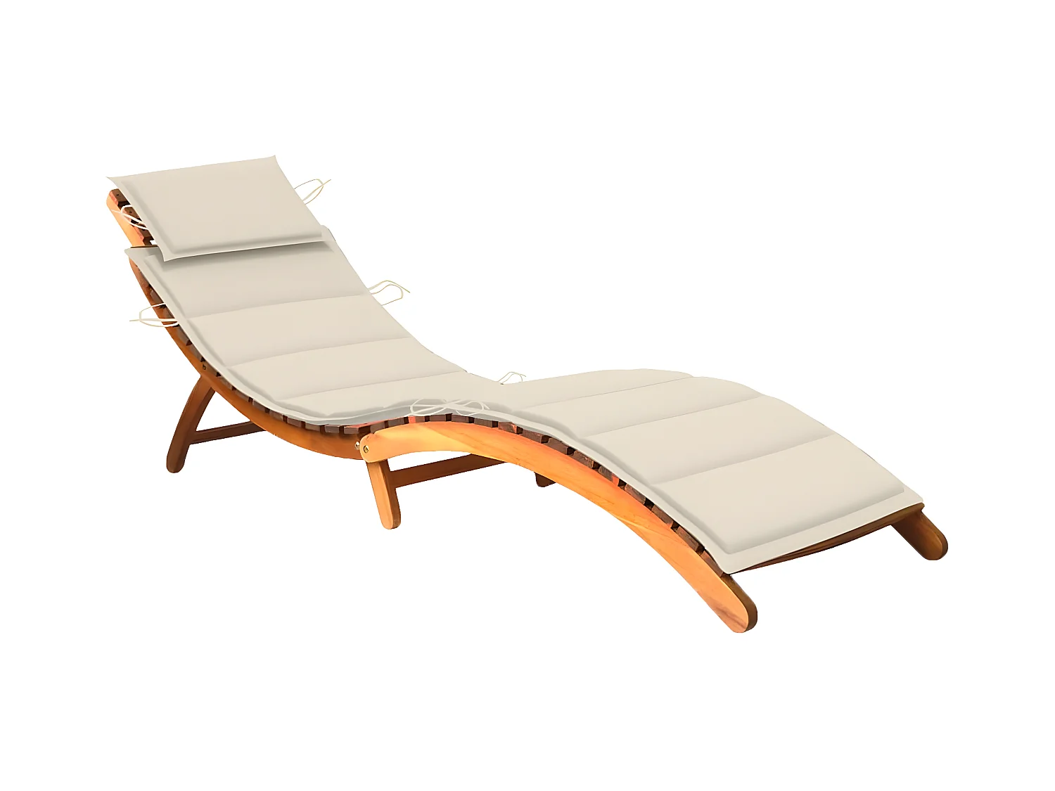 Bain de soleil de jardin avec coussin Bois d'acacia solide FR48872