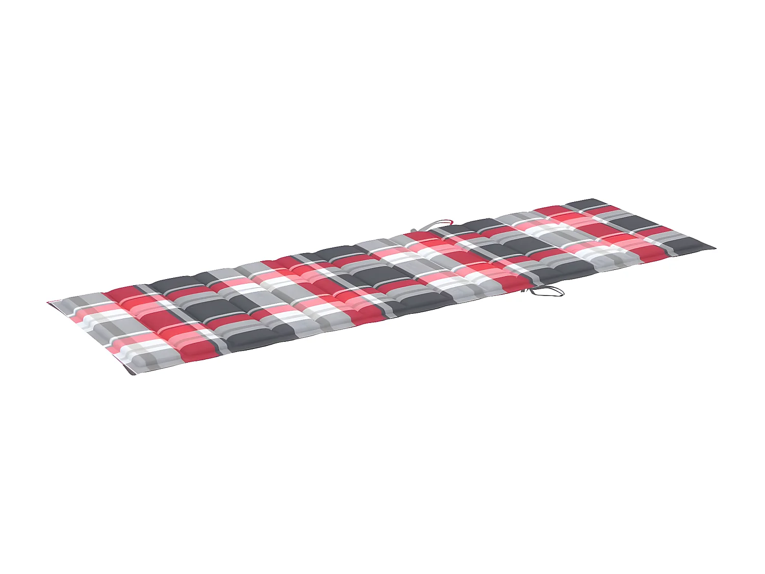 Bain de soleil avec coussin carreaux rouge Bois de pin imprégné FR27467