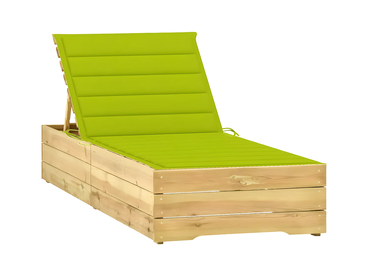 Bain de soleil avec coussin vert vif Bois de pin imprégné FR56463