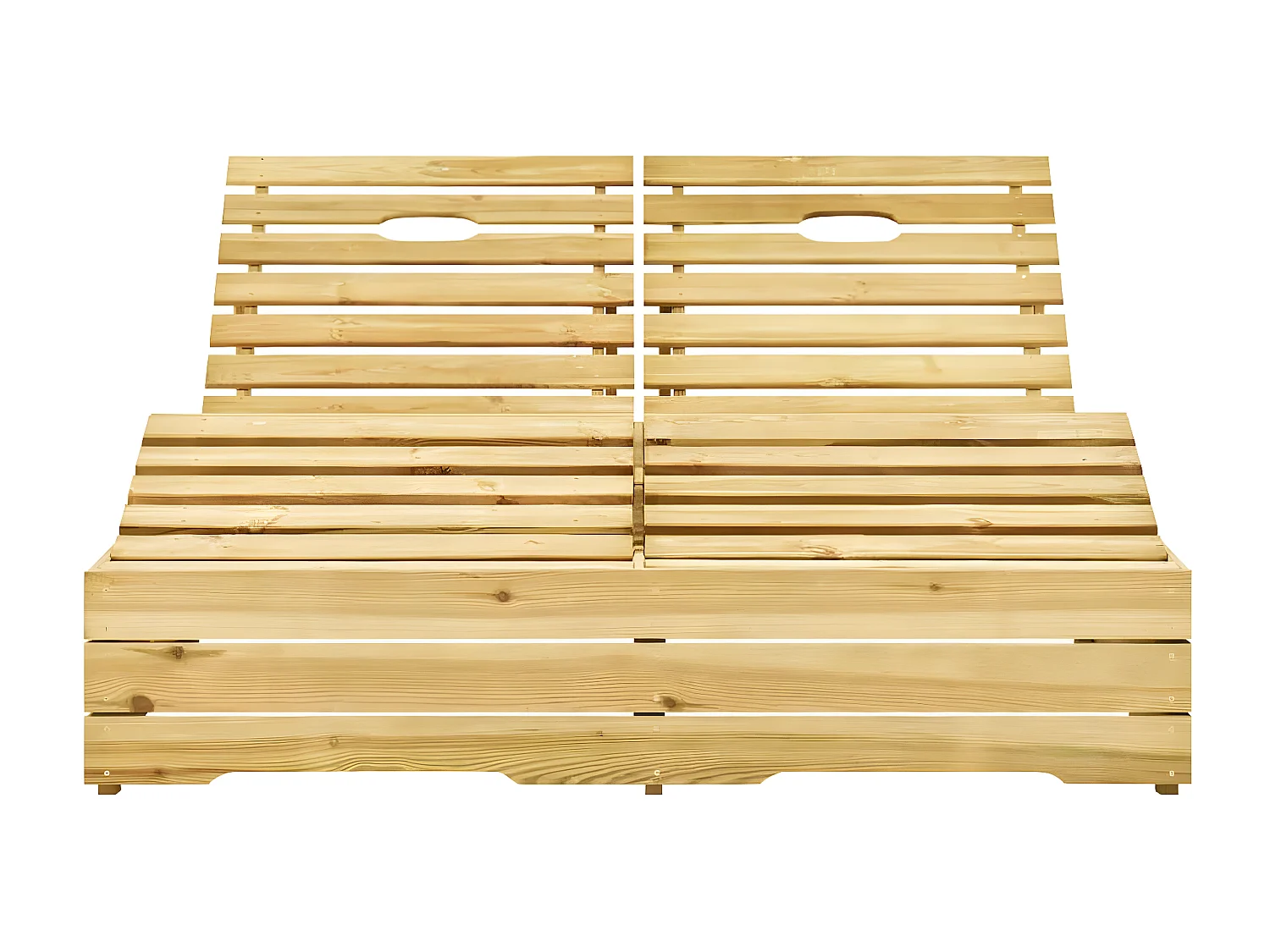 Bain de soleil double avec coussins Bois de pin imprégné FR30045