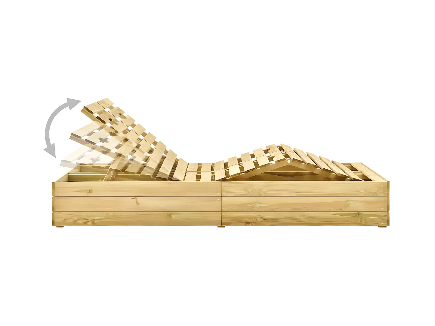 Bain de soleil double avec coussins Bois de pin imprégné FR30045