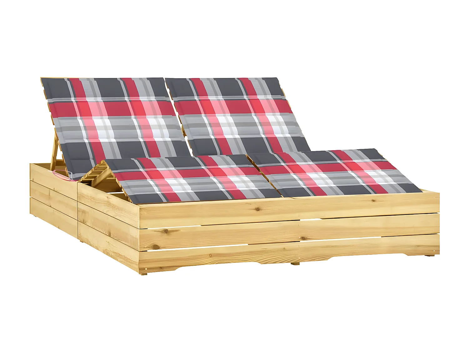 Bain de soleil double avec coussins Bois de pin imprégné FR30045