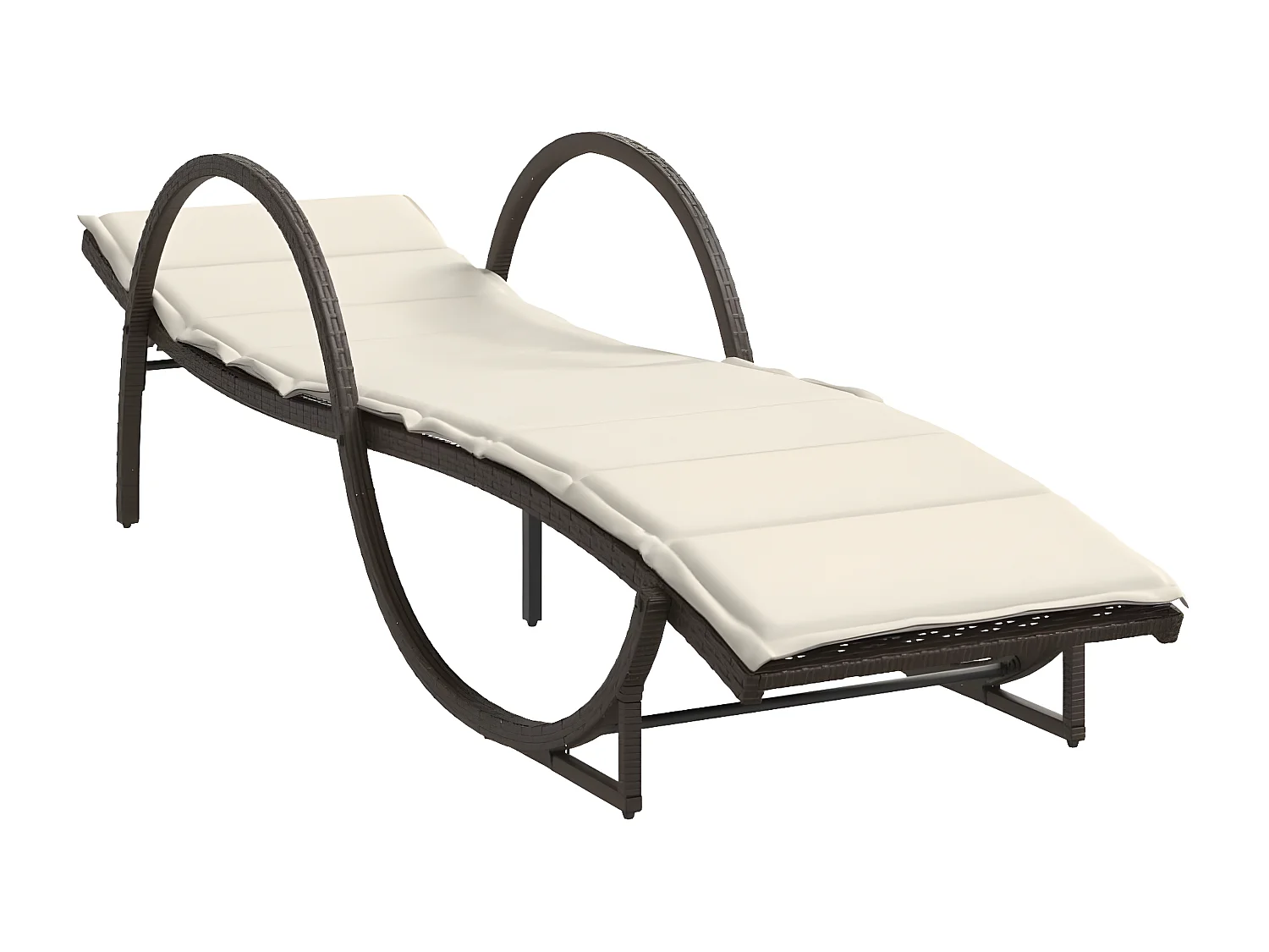 Ligbed met kussen 60x199x42 cm poly rattan bruin BE190936