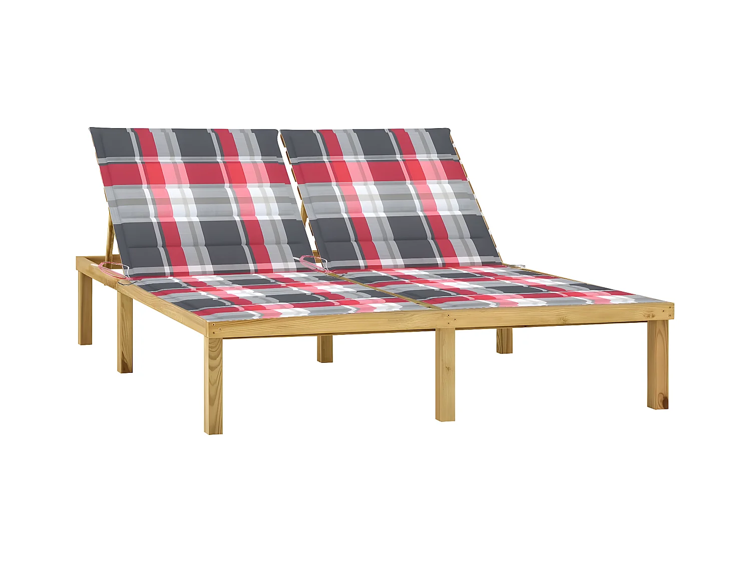Bain de soleil double avec coussins Bois de pin imprégné FR88180