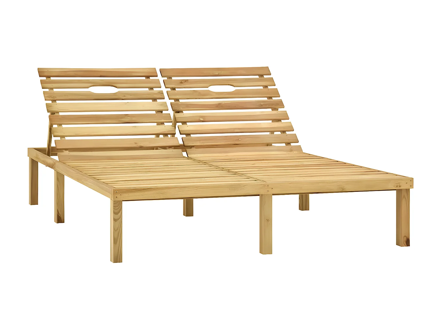 Bain de soleil double avec coussins Bois de pin imprégné FR88180