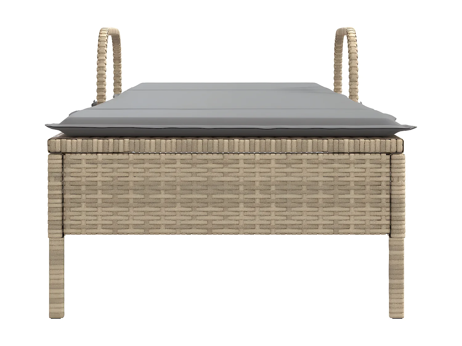 Ligbed met wielen en kussen poly rattan beige BE151923