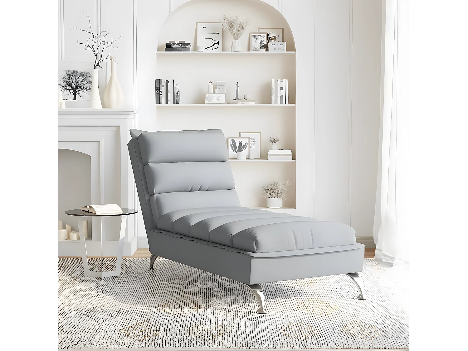 Bain de soleil avec coussins gris clair tissu FR46059