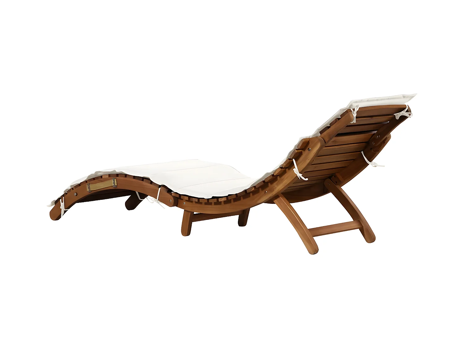 Lot de 2 Bains de soleil et coussins Crème blanc Bois massif acacia FR93978