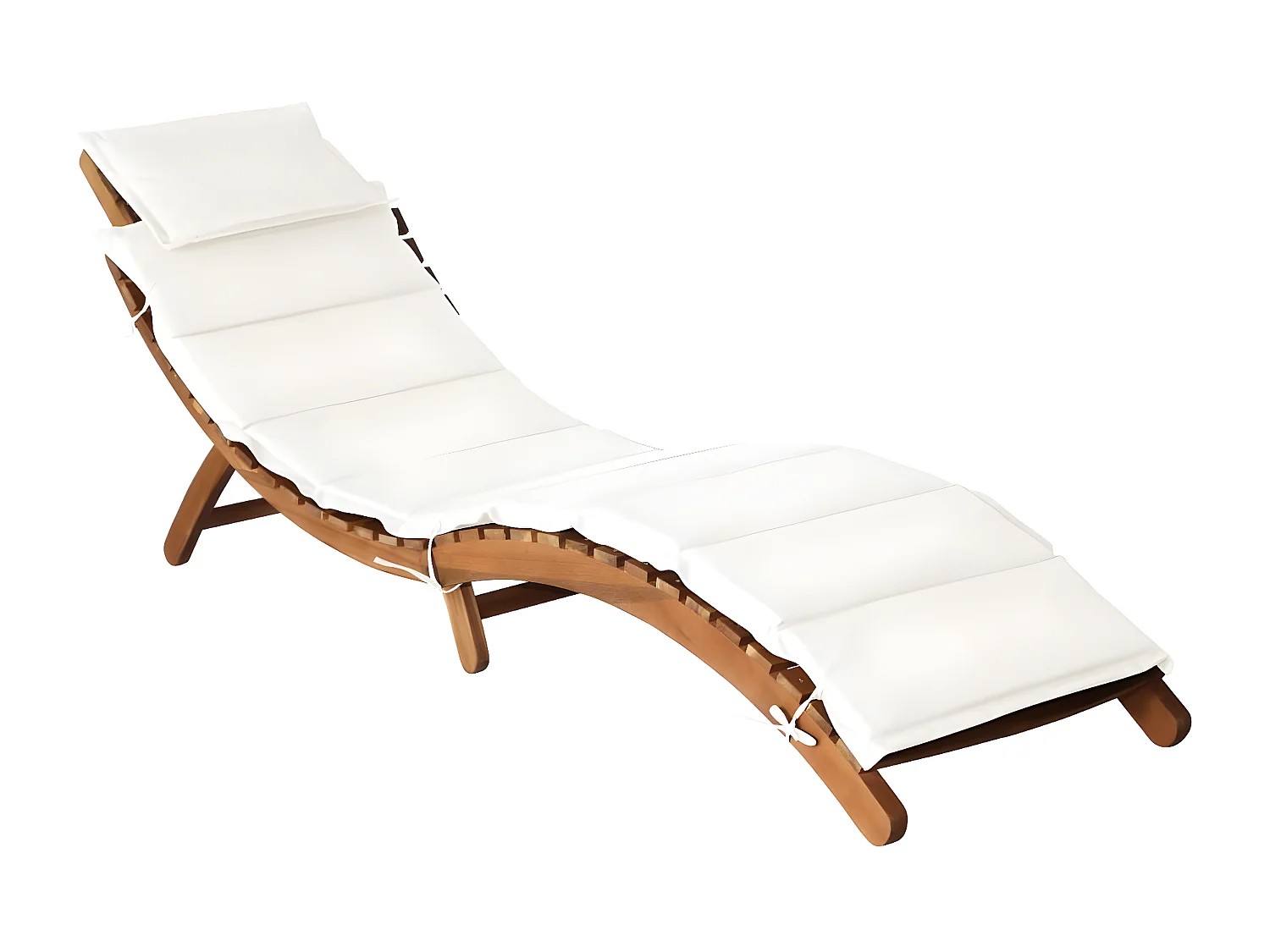 Lot de 2 Bains de soleil et coussins Crème blanc Bois massif acacia FR93978