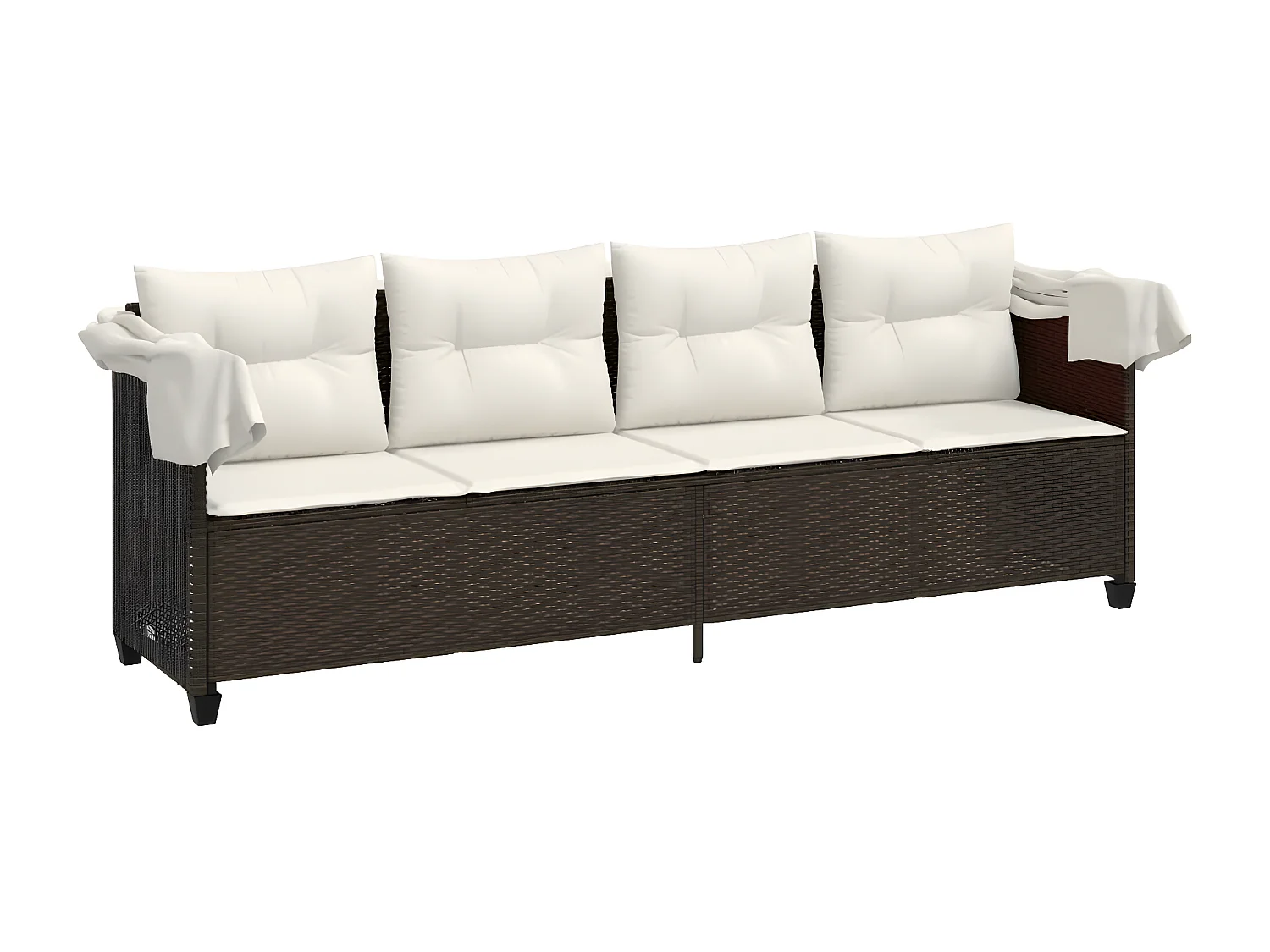 Tumbona con capota y cojines ratán sintético marrón ES506071