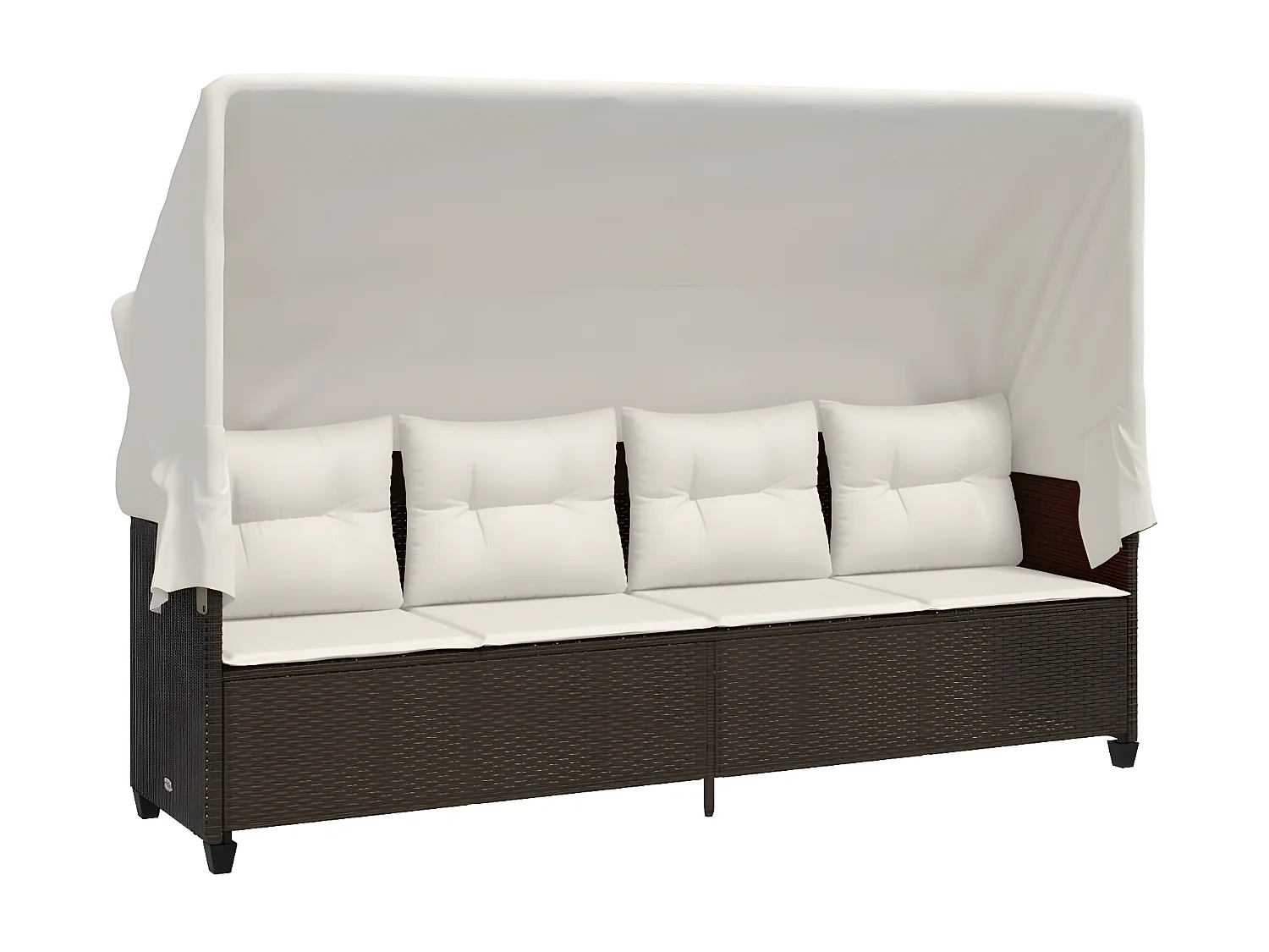 Tumbona con capota y cojines ratán sintético marrón ES506071