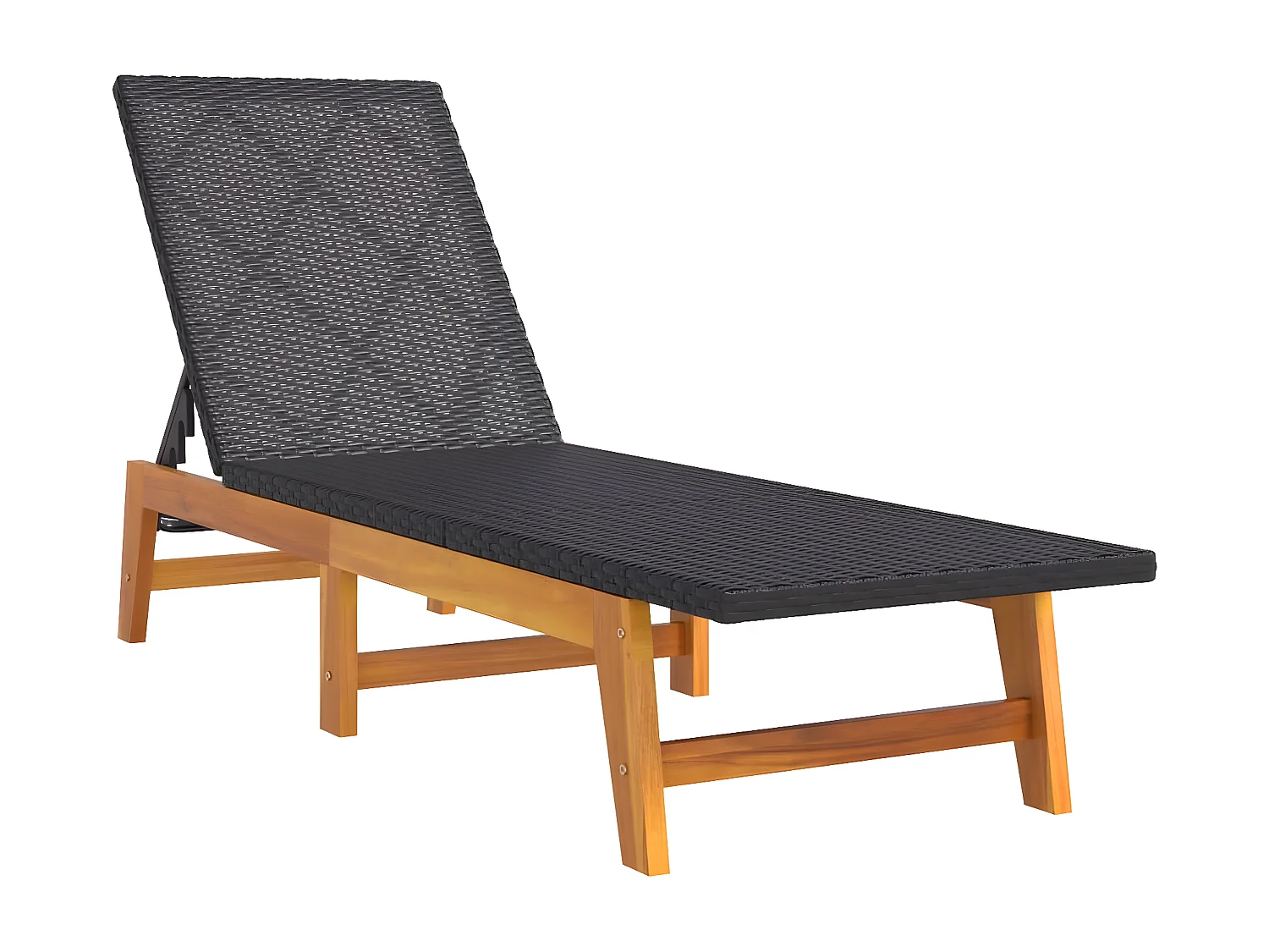 Lot de 2 Bains de soleil noir/marron résine tressée/bois acacia FR66891