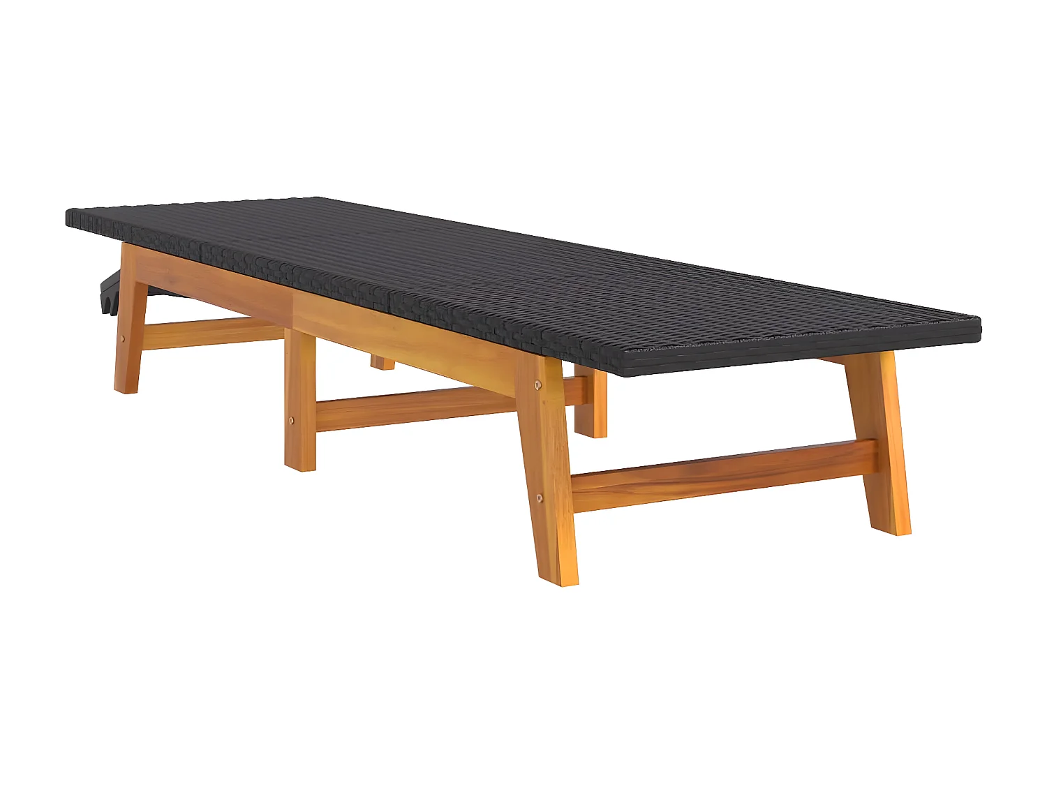 Lot de 2 Bains de soleil noir/marron résine tressée/bois acacia FR66891