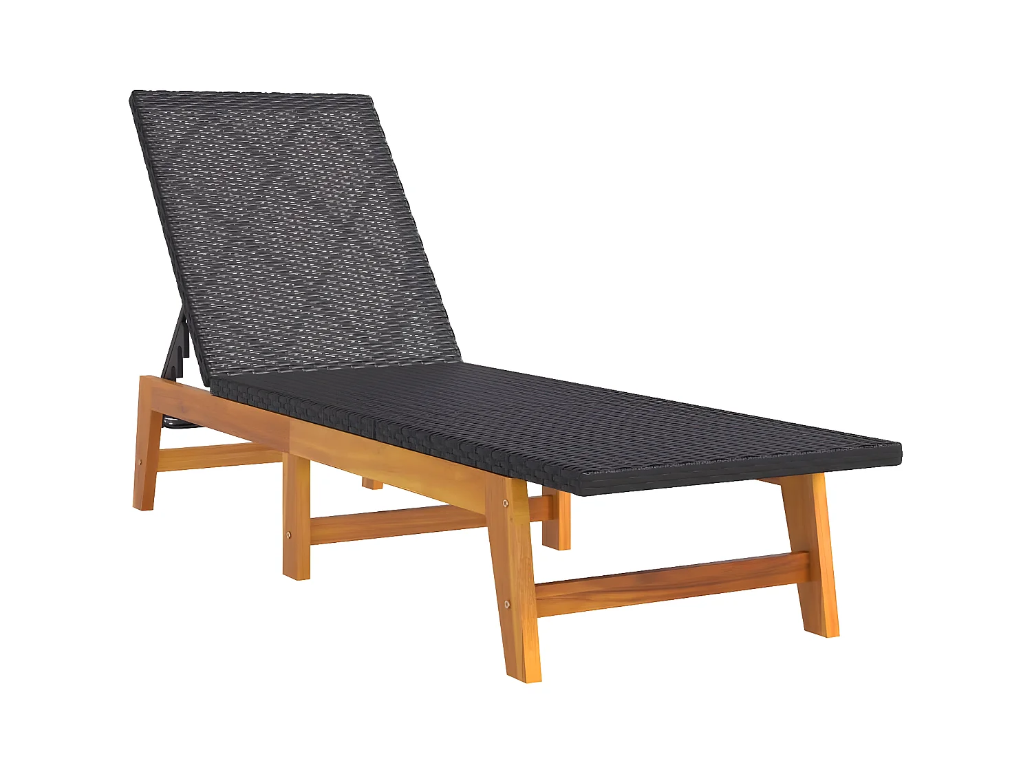 Lot de 2 Bains de soleil noir/marron résine tressée/bois acacia FR66891