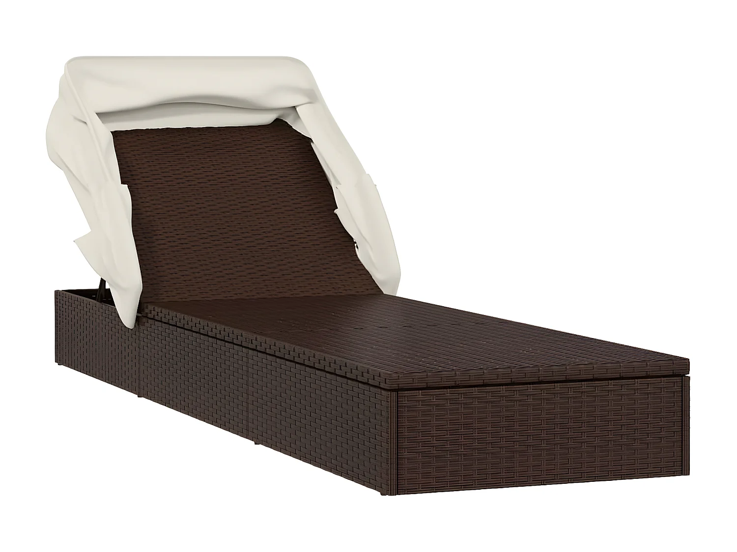 Tumbona con toldo plegable ratán sintético marrón 213x63x97cm ES284267