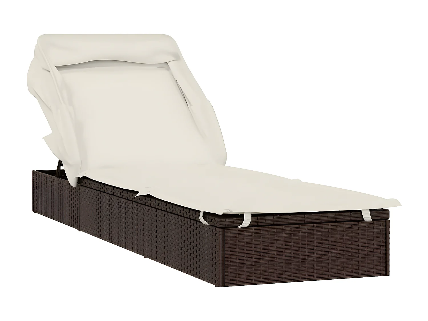 Bain de soleil avec toit pliable marron 213x63x97 cm résine tressée FR63435