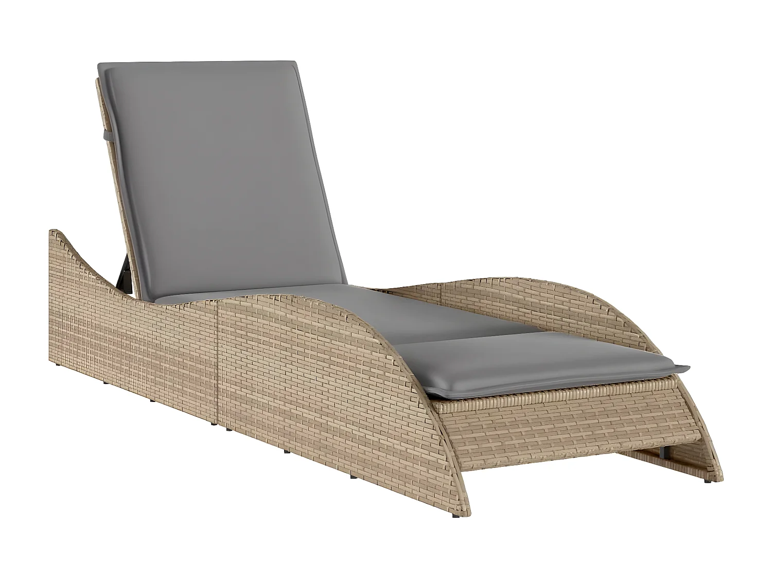Bain de soleil avec coussin beige 60x205x73 cm résine tressée FR50895
