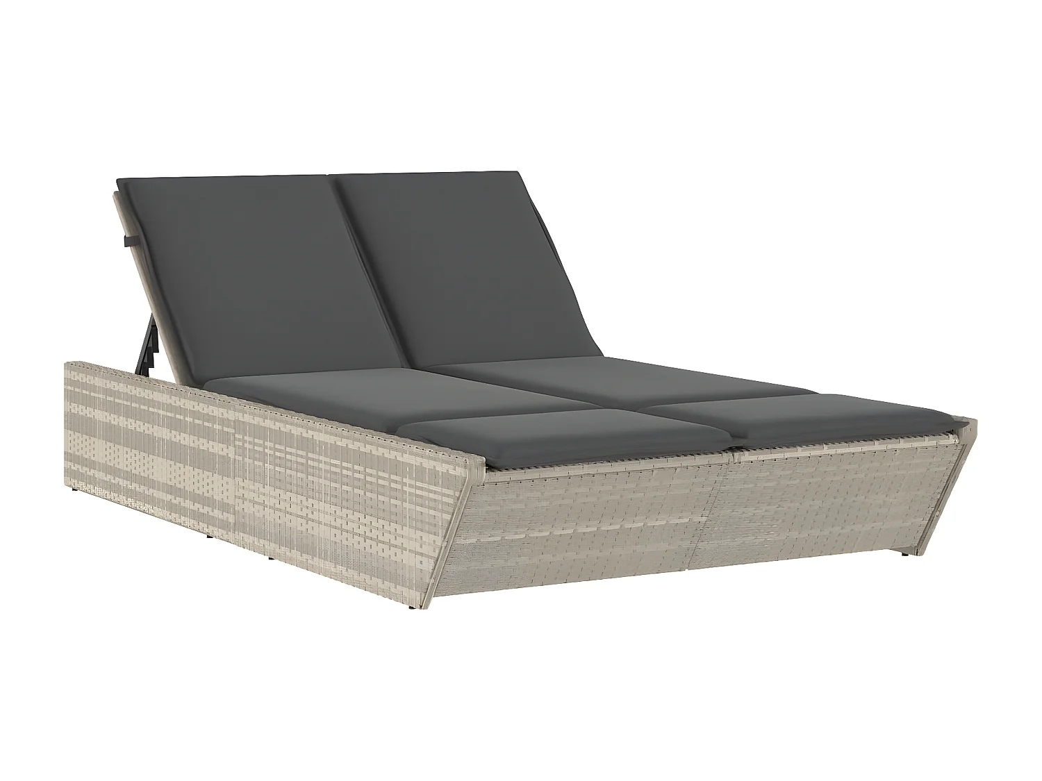 Bain de soleil double avec coussins gris clair résine tressée FR22267