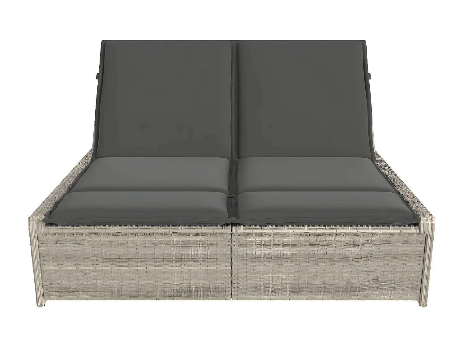 Bain de soleil double avec coussins gris clair résine tressée FR22267