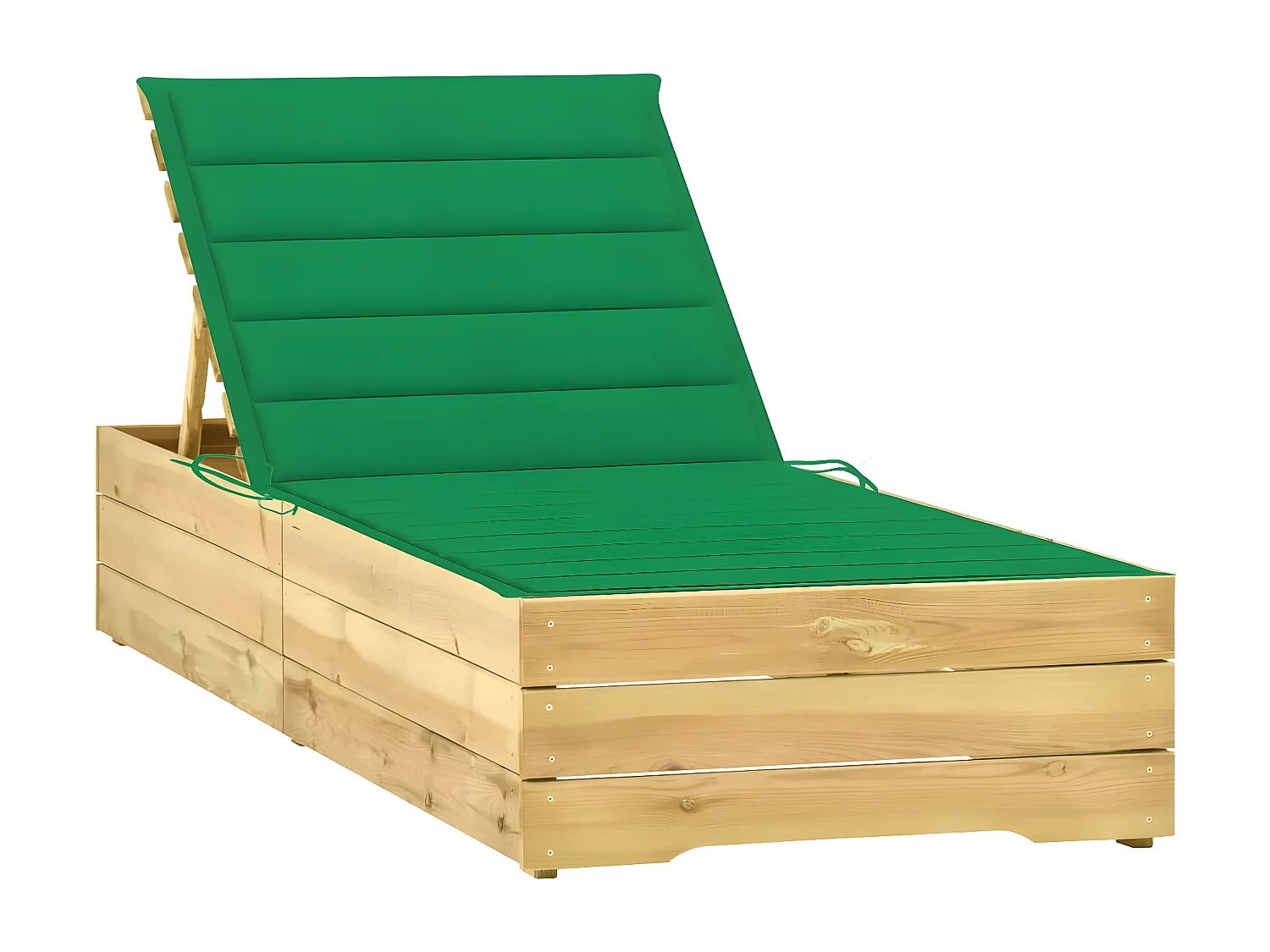 Bain de soleil avec coussin vert Bois de pin imprégné FR54988