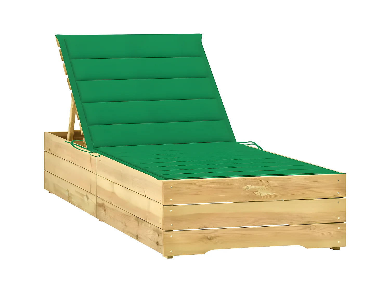 Bain de soleil avec coussin vert Bois de pin imprégné FR54988