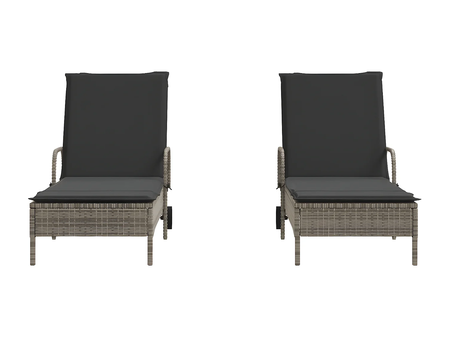 Lot de 2 Bains de soleil avec coussins gris résine tressée FR52422