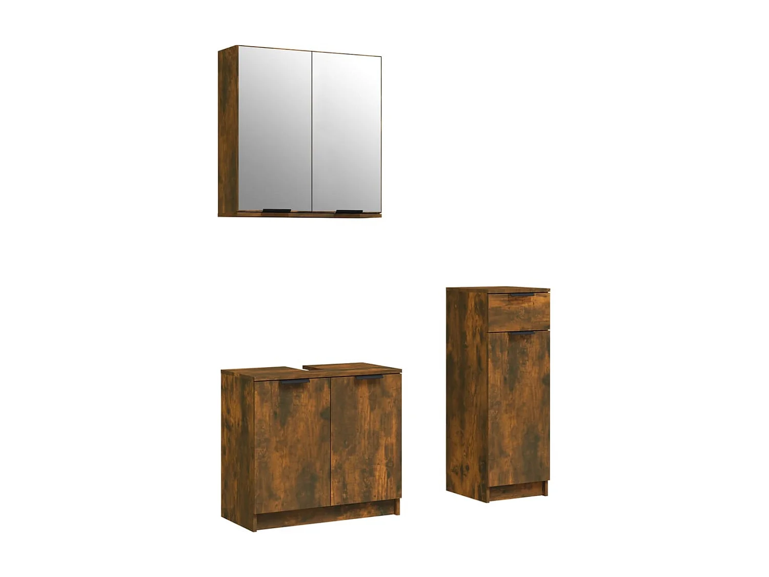 Ensemble d'armoires de salle de bain 3 pcs chêne fumé FR17000