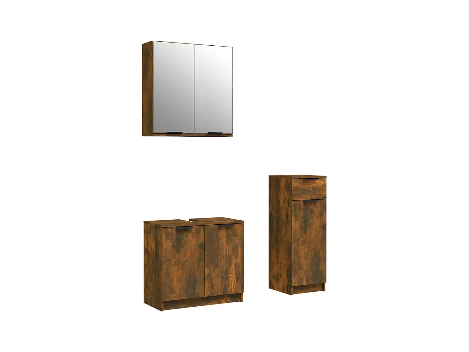 Ensemble d'armoires de salle de bain 3 pcs chêne fumé FR17000
