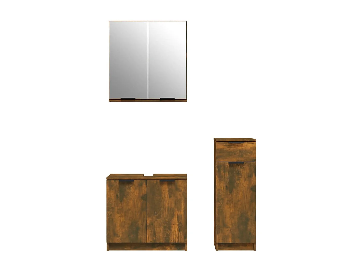 Ensemble d'armoires de salle de bain 3 pcs chêne fumé FR17000