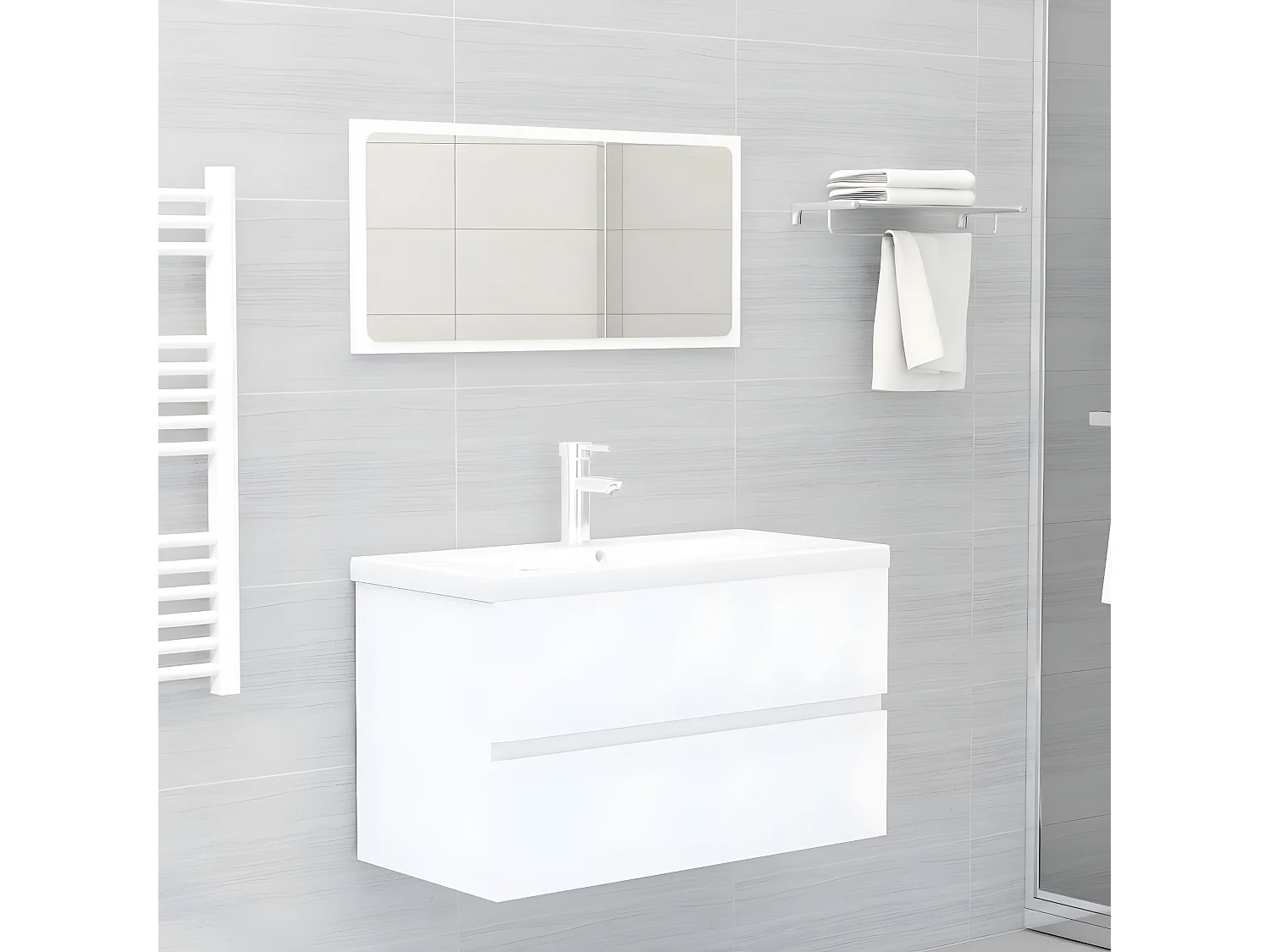 Mueble con lavabo madera de ingeniería blanco ES257788