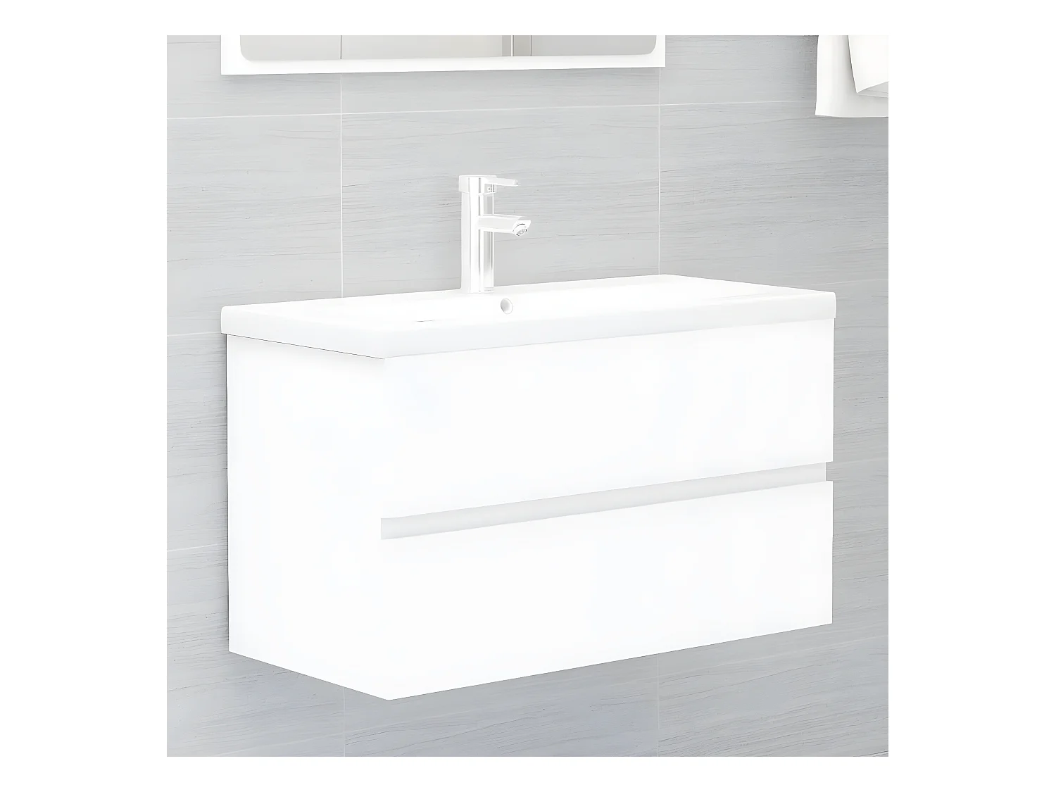 Armoire avec lavabo intégré blanc bois d'ingénierie FR89224