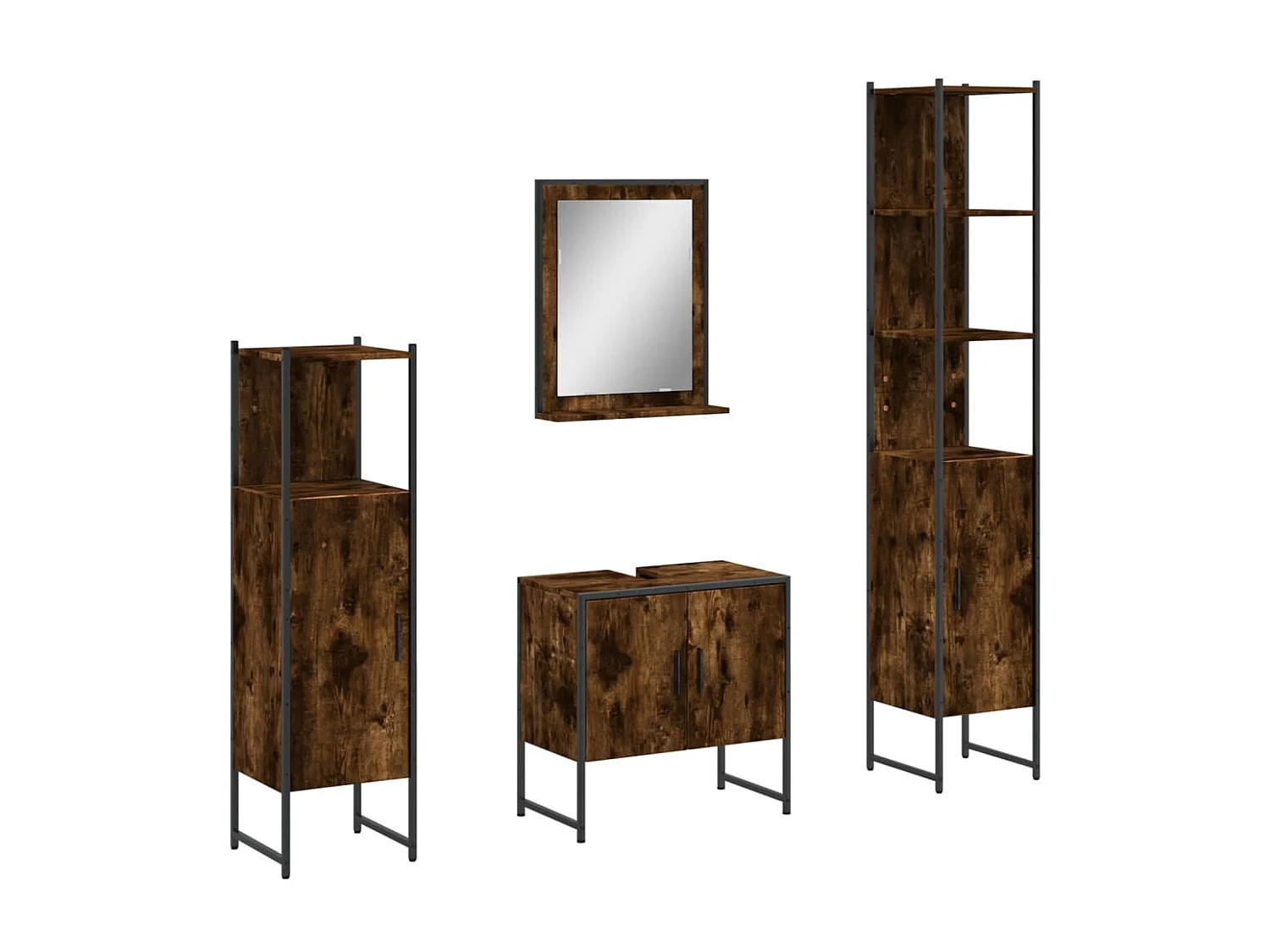 Ensemble d'armoires de salle de bain 4 pcs chêne fumé FR43313