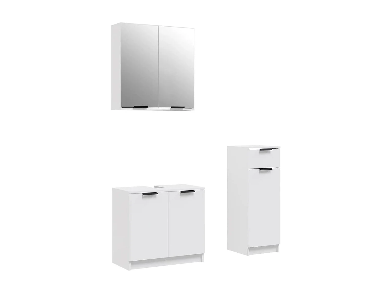 Ensemble d'armoires salle de bain 3 pcs blanc bois d'ingénierie FR20044