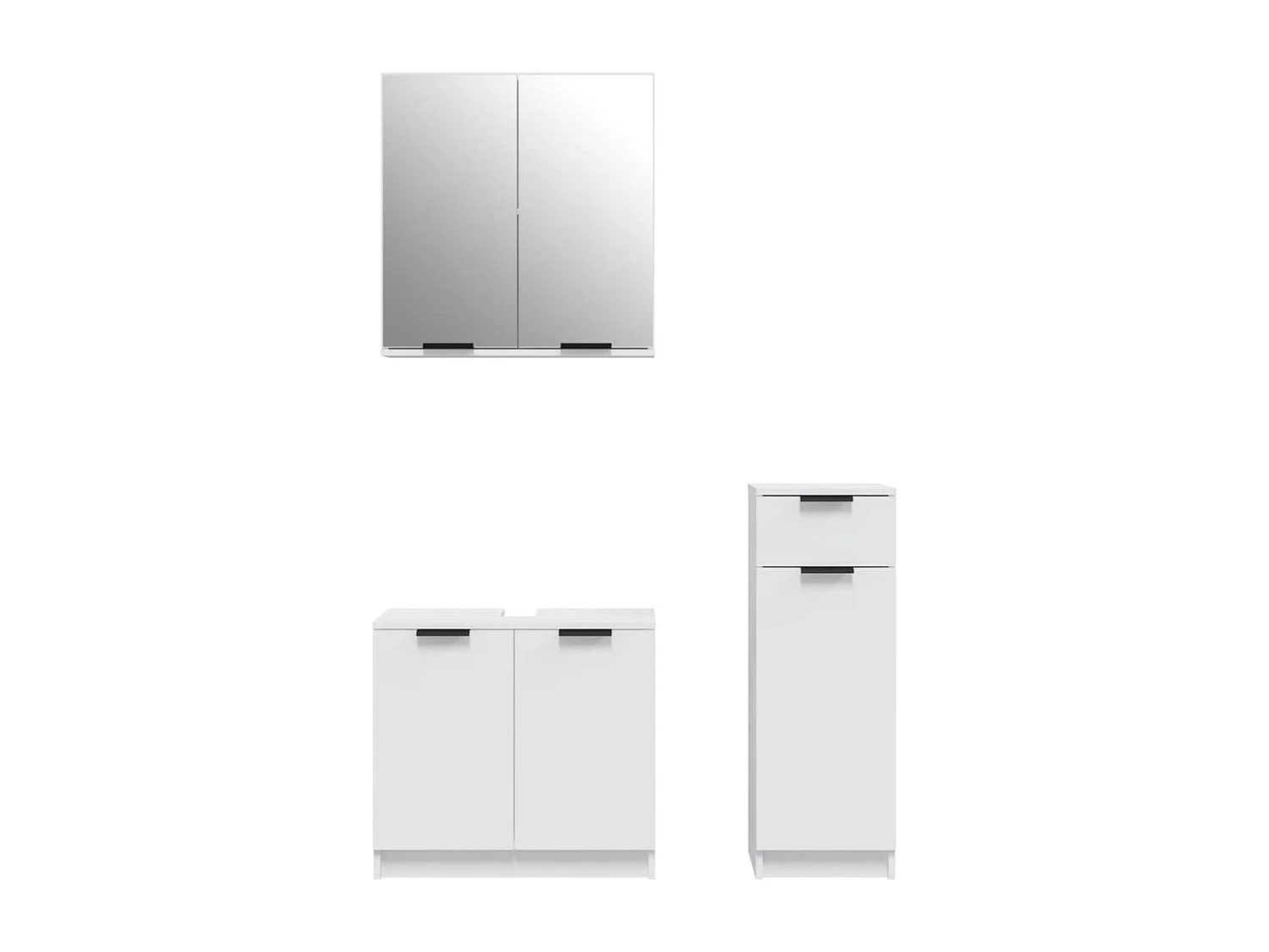 Ensemble d'armoires salle de bain 3 pcs blanc bois d'ingénierie FR20044