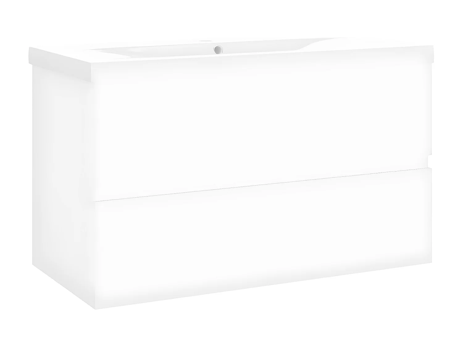 Wastafelkast met ingebouwde wastafel bewerkt hout wit BE276603