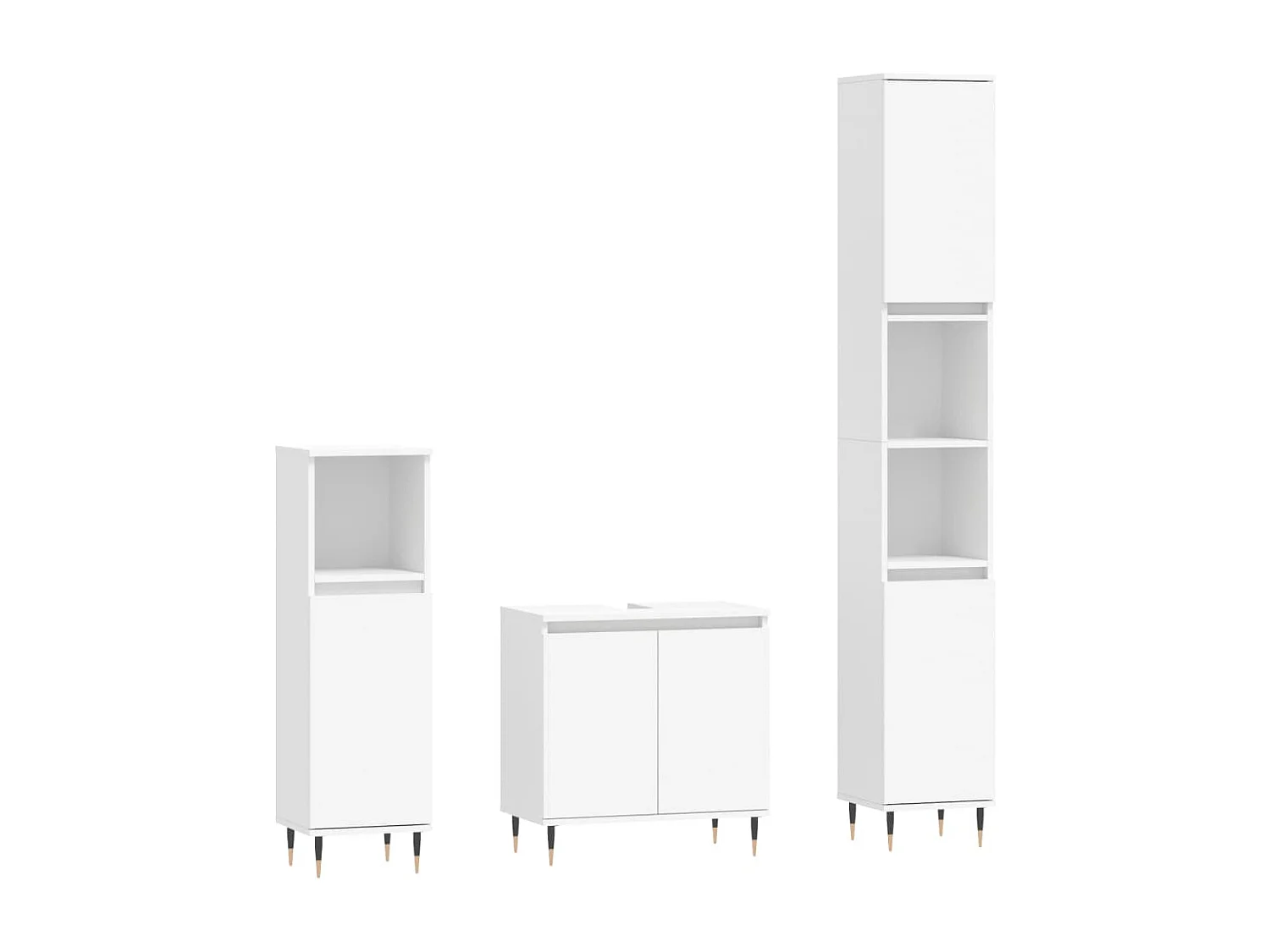 Ensemble d'armoires salle de bain 3 pcs blanc bois d'ingénierie FR45501