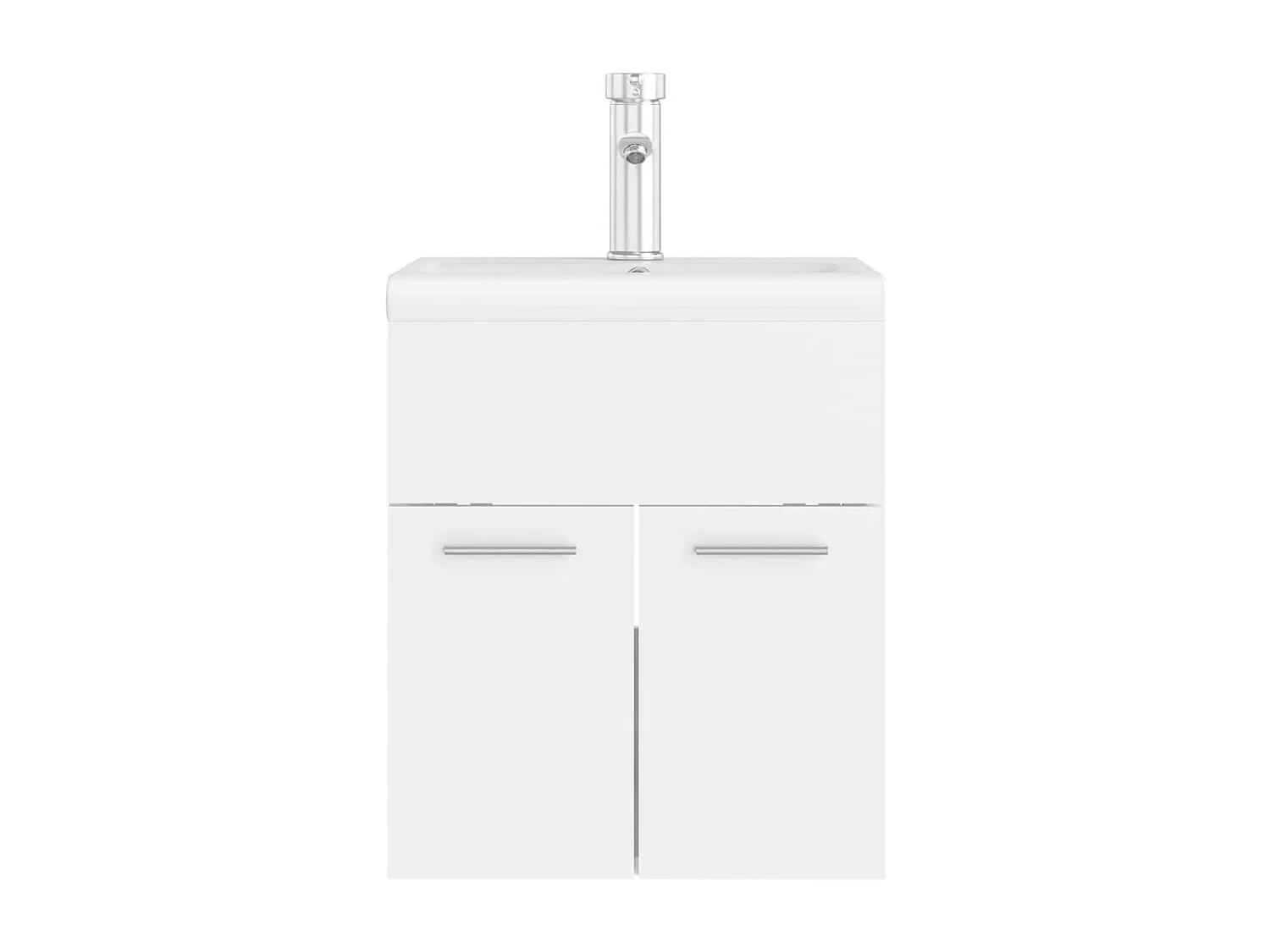 Wastafelkast met ingebouwde wastafel bewerkt hout wit BE777738