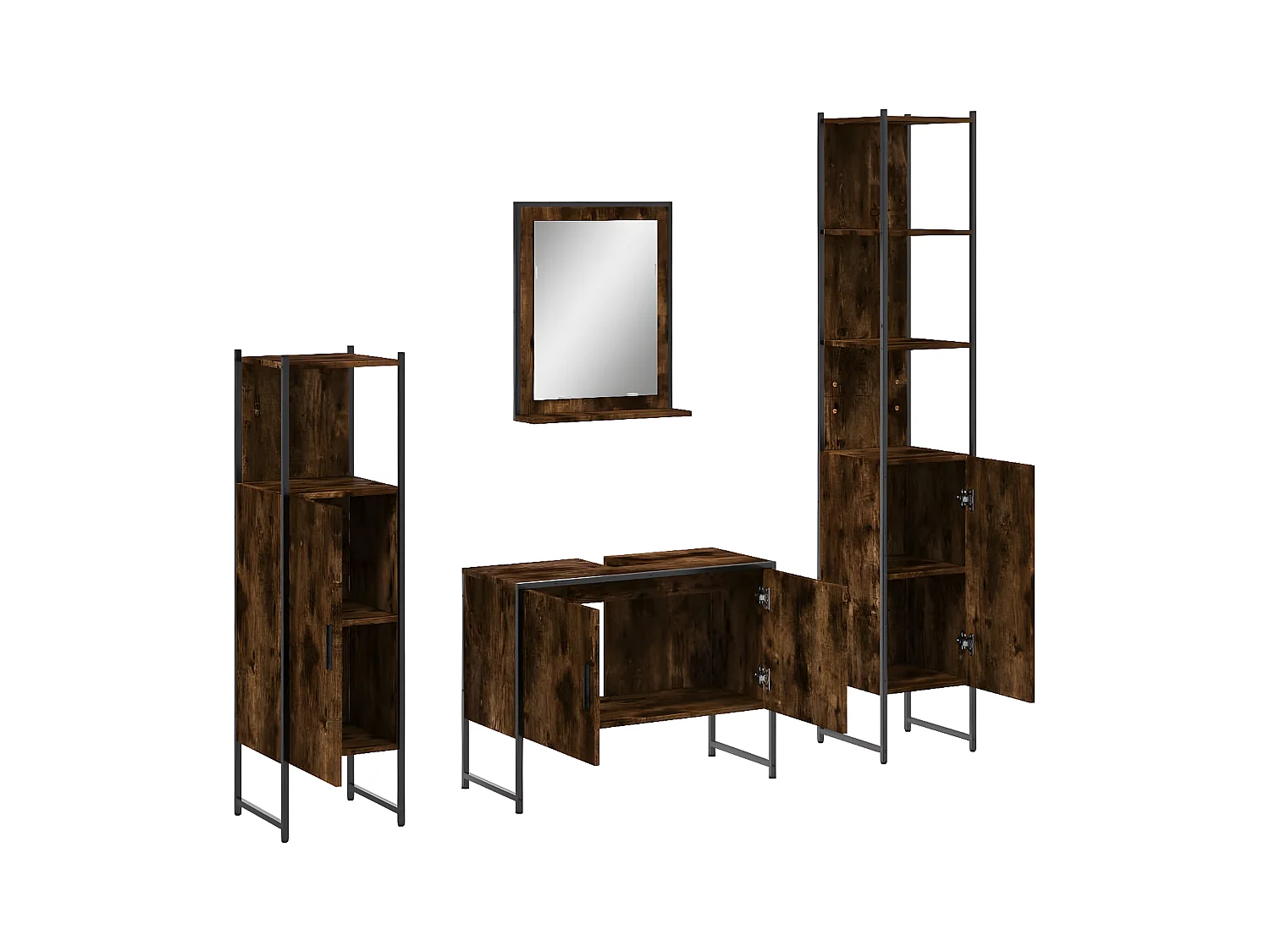 Ensemble d'armoires de salle de bain 4 pcs chêne fumé FR87917
