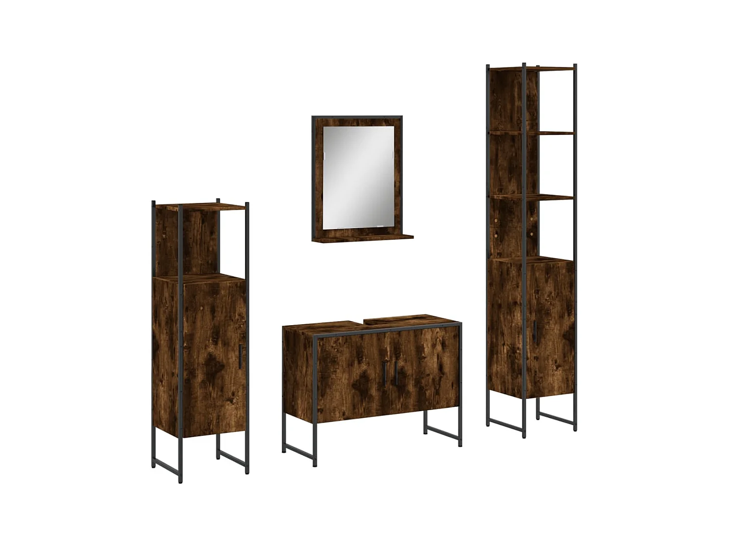 Ensemble d'armoires de salle de bain 4 pcs chêne fumé FR87917