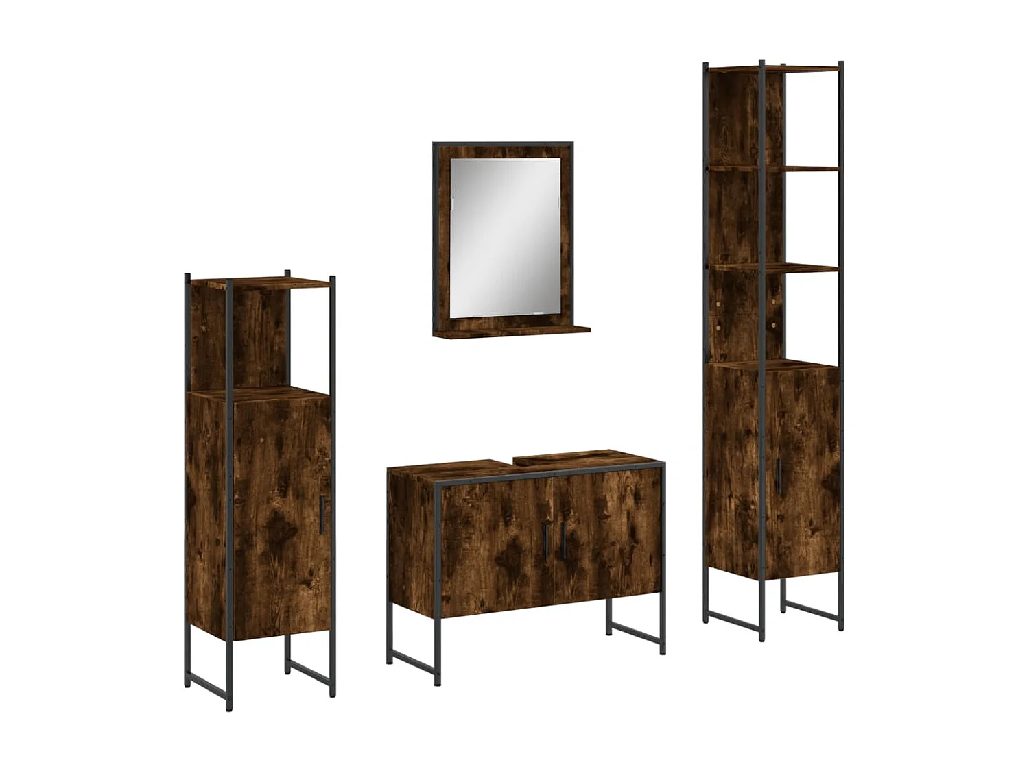 Ensemble d'armoires de salle de bain 4 pcs chêne fumé FR87917