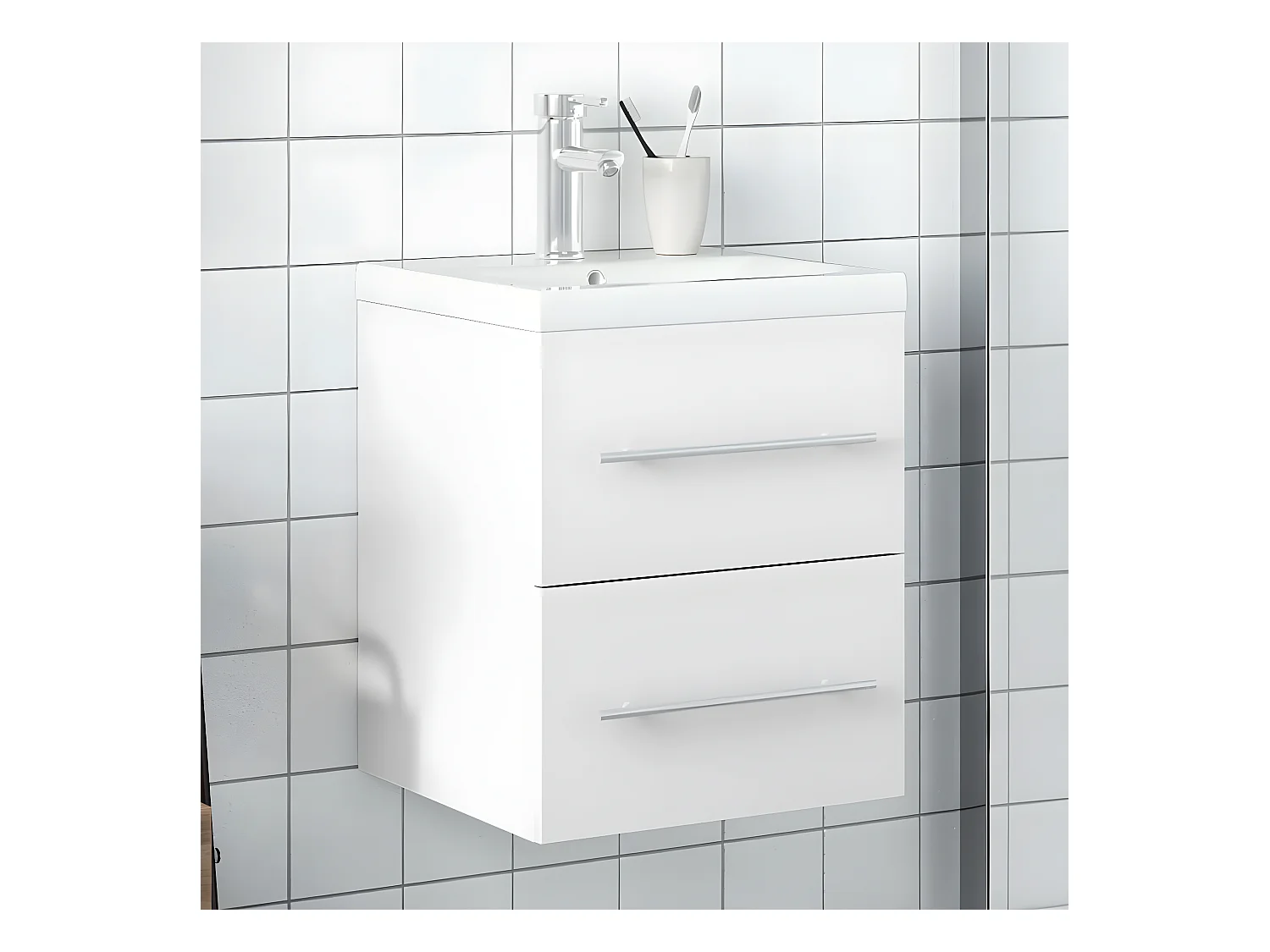 Armoire avec lavabo intégré blanc FR63878