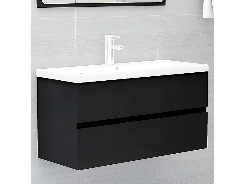 Mueble con lavabo madera de ingeniería negro ES991680