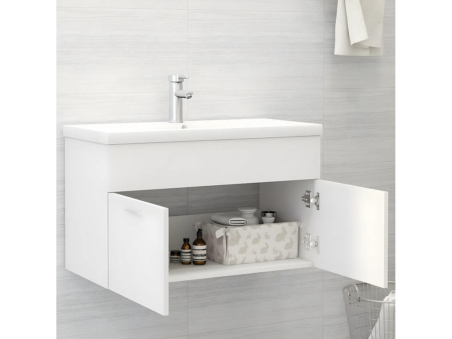 Armoire avec lavabo intégré Blanc Aggloméré FR87113