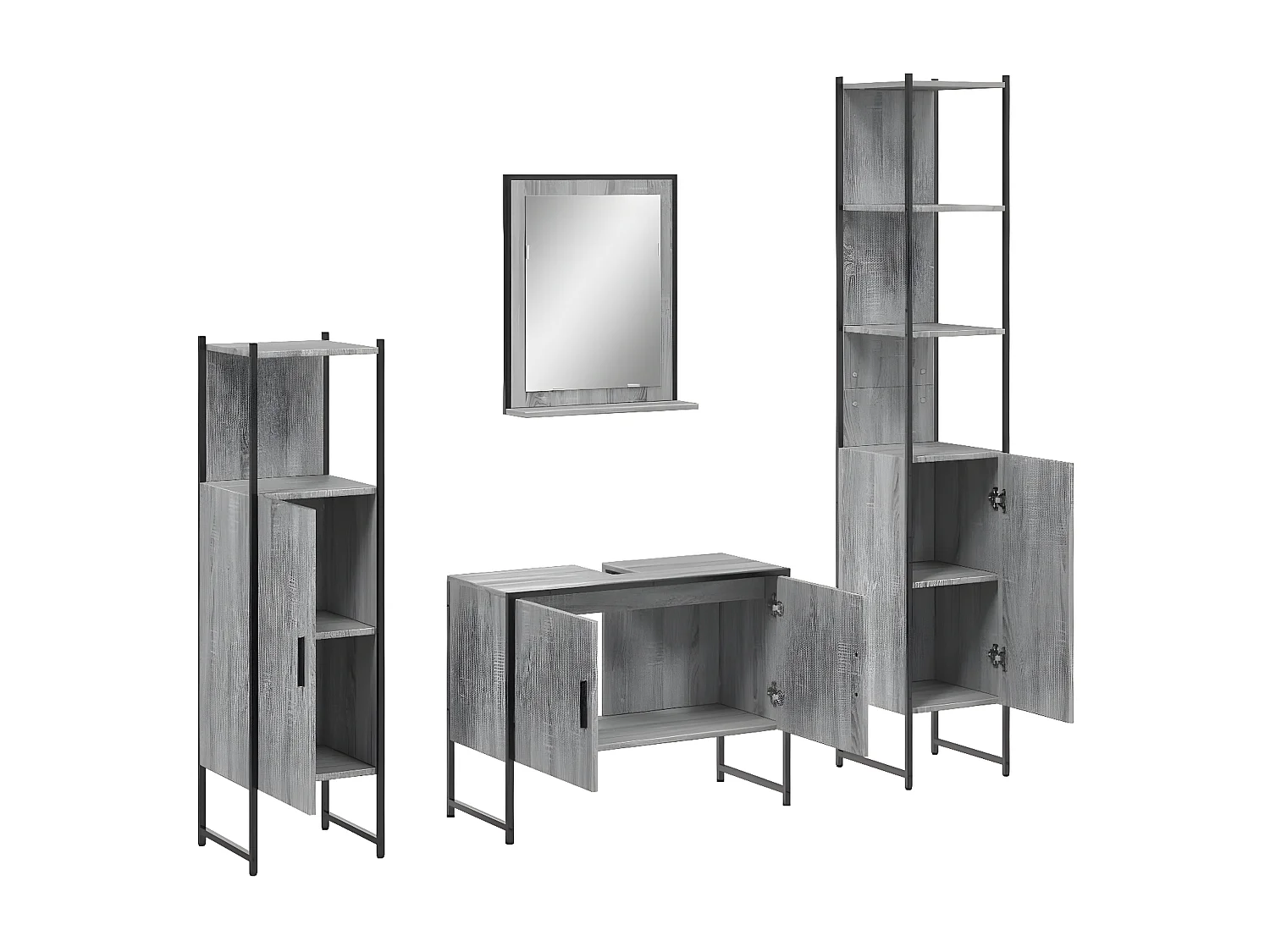Ensemble d'armoires de salle de bain 4 pcs sonoma gris FR41102