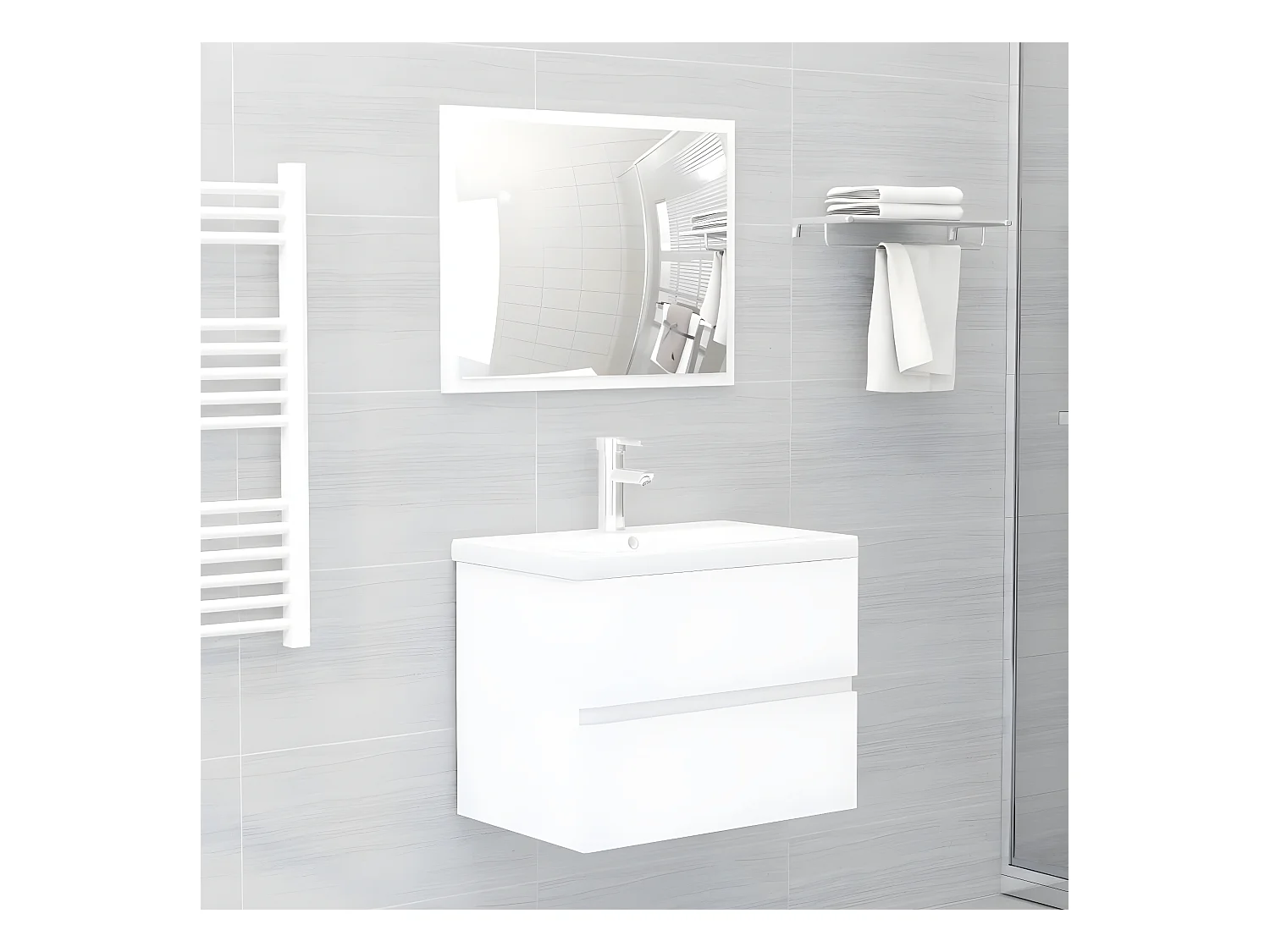 Armoire avec lavabo intégré blanc bois d'ingénierie FR95852